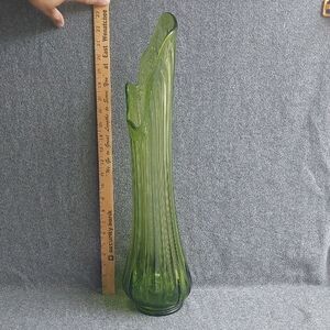 Large Vintage Mid Centery Viking Green Glass Vase